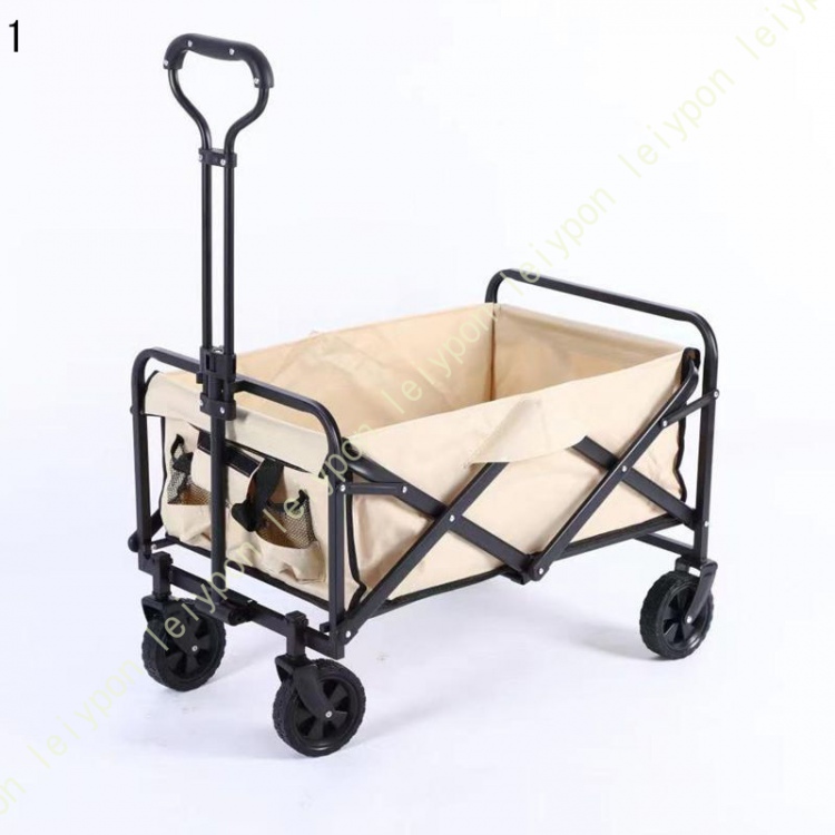 アウトドアワゴン キャリーワゴン 耐荷重60kg 大容量60L キャリーカート キャンプワゴン 折りたたみ 荷室拡張 4輪 伸縮ハンドル 頑丈タフ ワイドタイヤの画像