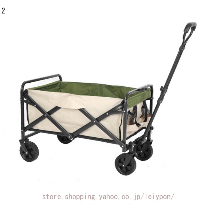 キャンプカート 折り畳み 耐荷重80kg 4輪 ワイドタイヤ搭載 特大容量 頑丈 簡単 アウトドア用 調節可能なハンドル 自立収納 イベント おしゃれ ピクニックの画像