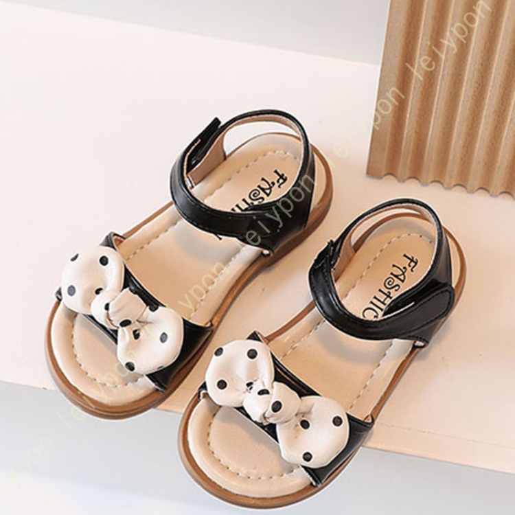 サンダル キッズ 子供 女の子 オープントゥ 子ども こども マジックテープ おすすめ かわいい ストラップ おしゃれ レザー 本革 リボン付き 歩きやすい 小学生 |  | 01