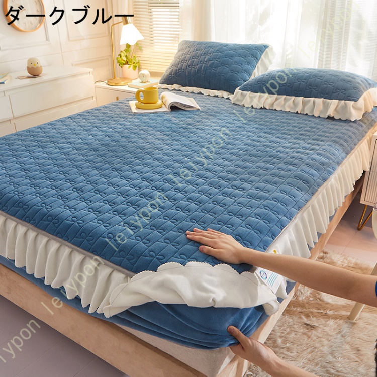 敷きパッド 敷パッド シングル あったか 起毛 冬 洗える ベッドパット 冬用 敷き布団 カバー 無地 シンプル ホテル仕様 マットレスカバー ダブル 単品売り_2