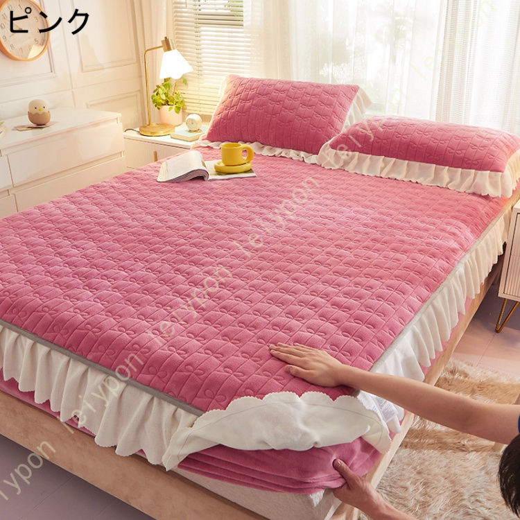 敷きパッド 敷パッド シングル あったか 起毛 冬 洗える ベッドパット 冬用 敷き布団 カバー 無地 シンプル ホテル仕様 マットレスカバー ダブル 単品売り_4