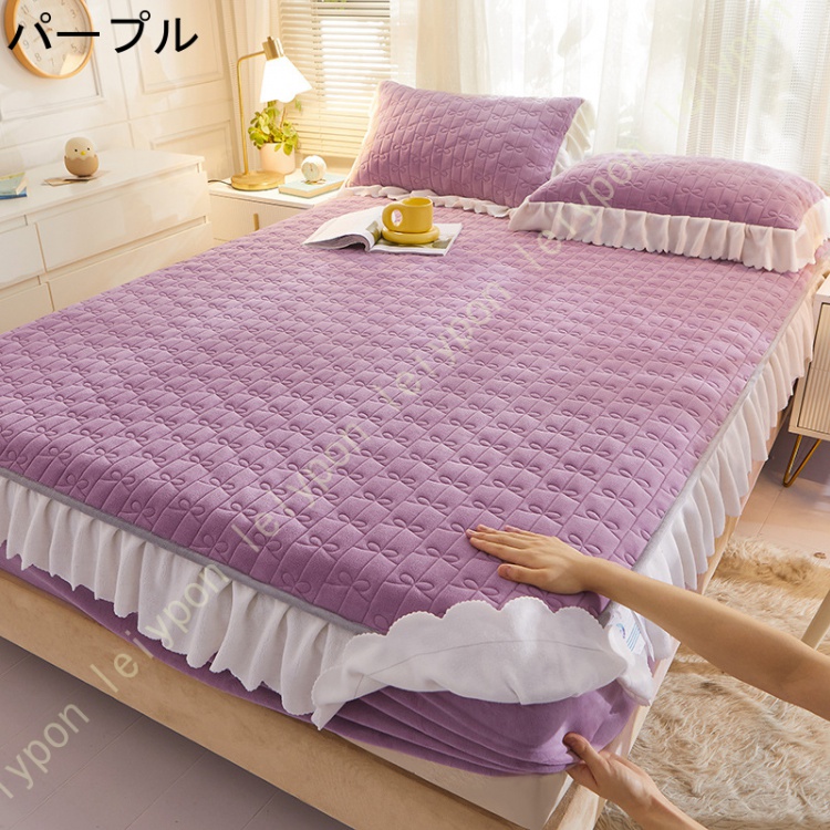 敷きパッド 敷パッド シングル あったか 起毛 冬 洗える ベッドパット 冬用 敷き布団 カバー 無地 シンプル ホテル仕様 マットレスカバー ダブル 単品売り_5