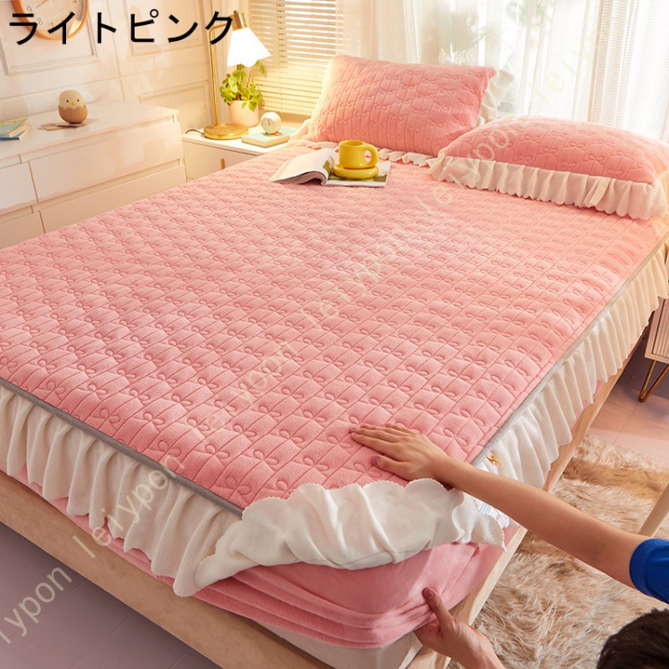 敷きパッド 敷パッド シングル あったか 起毛 冬 洗える ベッドパット 冬用 敷き布団 カバー 無地 シンプル ホテル仕様 マットレスカバー ダブル 単品売り_6