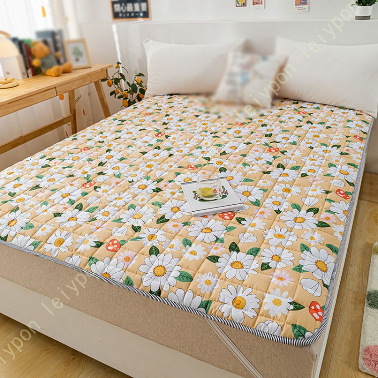 [HONGF8]敷きパッド シングル 冬 綿 ポリエステル 洗える 吸湿 吸汗 敷パッド 水洗いキルト ベッドパット マットレスパット 夏用 強化ゴムバンド付き ズレないの画像