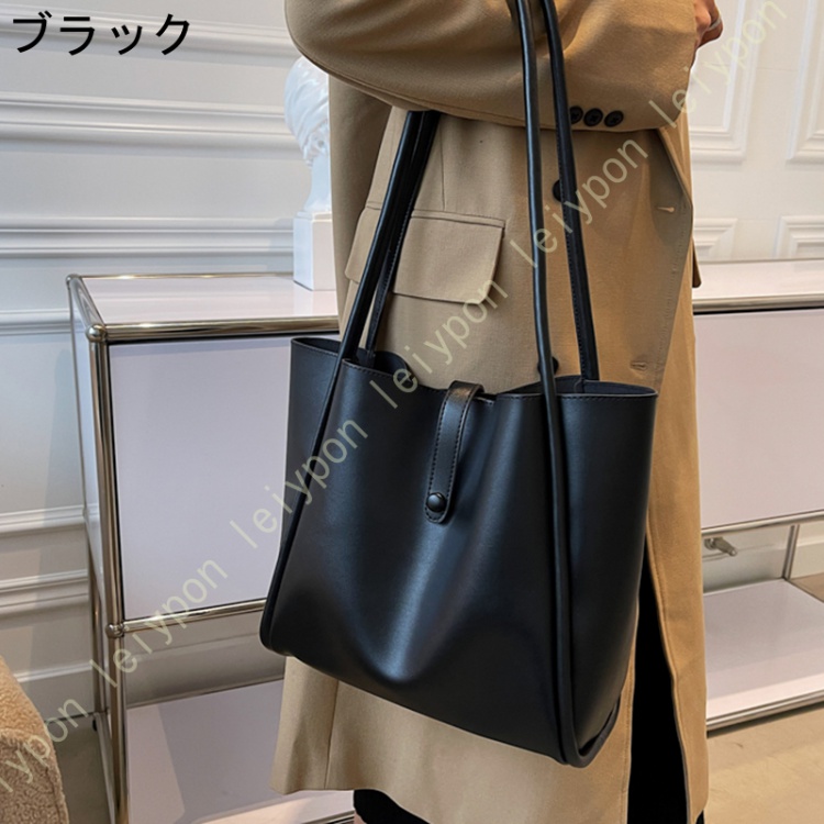 トートバッグ かばん レディース ビジネスバッグ A4収納 シンプル 通勤 合皮 オフィス 肩掛け 軽量 大容量 持ち手 カジュアル ママバッグ ボタン付き