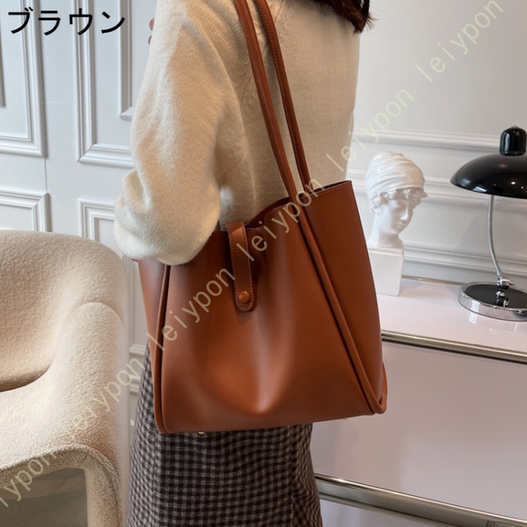 トートバッグ かばん レディース ビジネスバッグ A4収納 シンプル 通勤 合皮 オフィス 肩掛け 軽量 大容量 持ち手 カジュアル ママバッグ ボタン付き