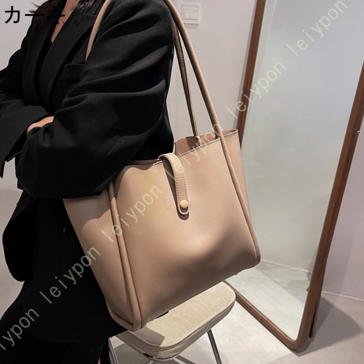 トートバッグ かばん レディース ビジネスバッグ A4収納 シンプル 通勤 合皮 オフィス 肩掛け 軽量 大容量 持ち手 カジュアル ママバッグ ボタン付き