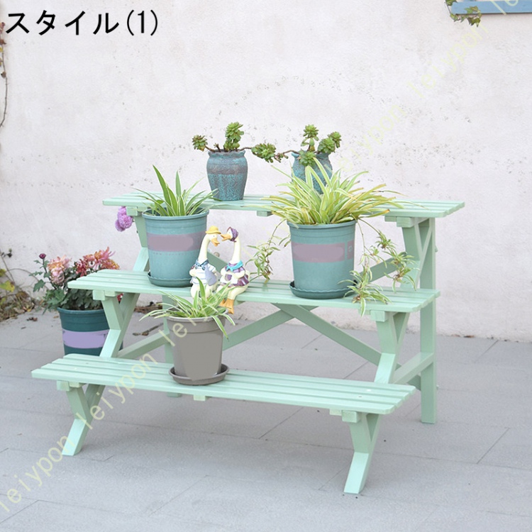 フラワーラック フラワースタンド 3段 天然木製 多肉植物 棚 花台 園芸ラック ガーデン 植物小屋 植木鉢スタンド 鉢植え 盆栽棚 園芸 花棚 ベランダ 屋外 屋内_1