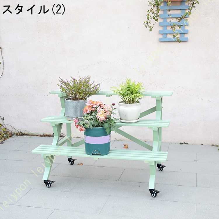 フラワーラック フラワースタンド 3段 天然木製 多肉植物 棚 花台 園芸ラック ガーデン 植物小屋 植木鉢スタンド 鉢植え 盆栽棚 園芸 花棚 ベランダ 屋外 屋内_2