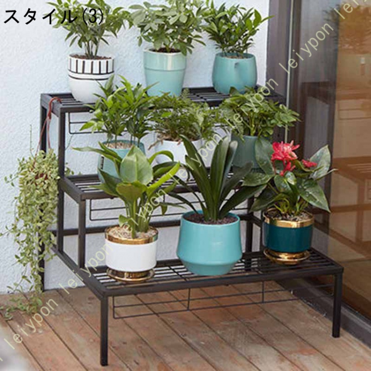 シンプルフラワースタンド 3段 おしゃれ 組立て簡単 プランタースタンド 鉢植え スタンド 園芸ラック フラワーラック 花台 植物棚 盆栽棚 ガーデンラック 屋外_3