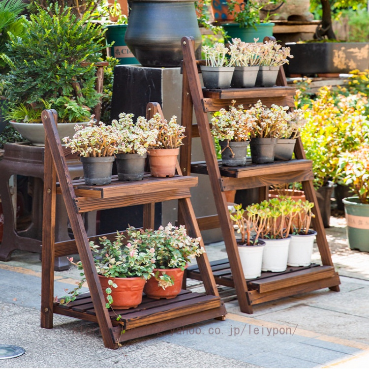 3段折りたたみ式木製 フラワースタンド 木製の植物スタンド 花の棚 園芸 鉢置きス 花植物スタンド ホーム ガーデン 寝室 ベランダ 屋外 室内 リビングルーム用 |  | 01