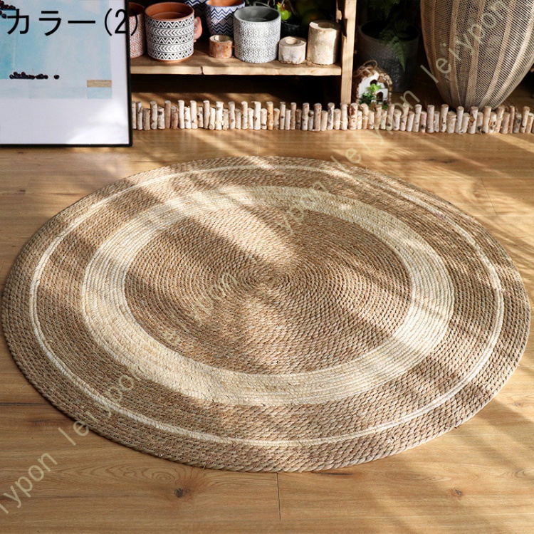 ラグマット 円形 コットン 手編み 北欧 ナチュラル 夏用 オールシーズン ラグ カーペット 洗える 床暖房 ホットカーペット対応 幾何学模様 床保護 防音