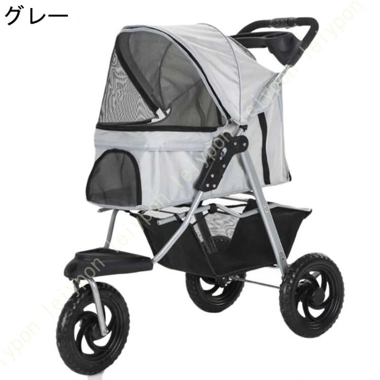 ペットカート 折りたたみ ワンタッチ 中型犬 小型犬 3輪 犬カート ストッパー付き 収納 小物入れ 軽量 ドッグカート ペットバギー カート ペット用 キャリー