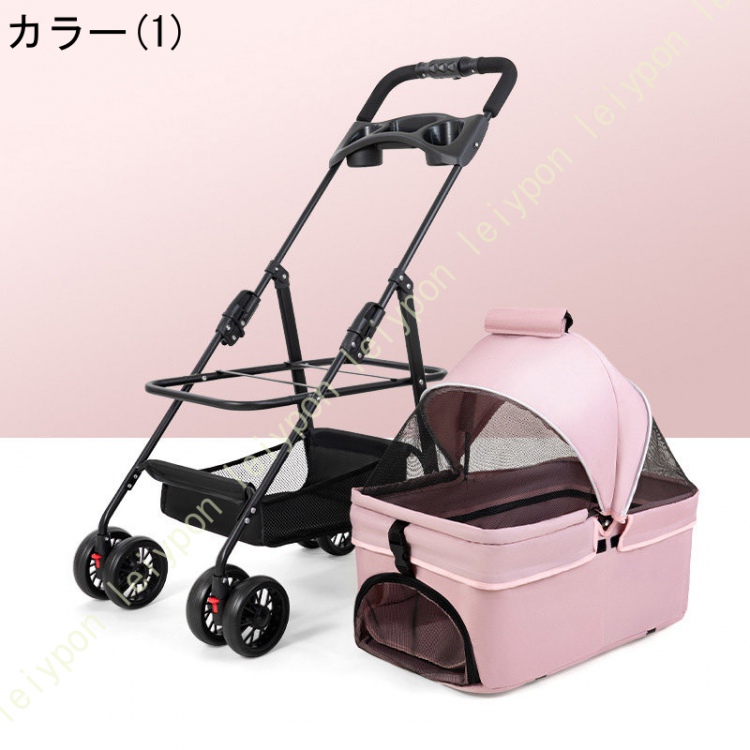 ペットカート 分離型 猫 犬用 バギー いぬ用 4輪 前輪360°回転 前後輪ブレーキ付き 組み立て簡単 コンパクト 軽量 4輪360°回転 多機能 取り外し可能