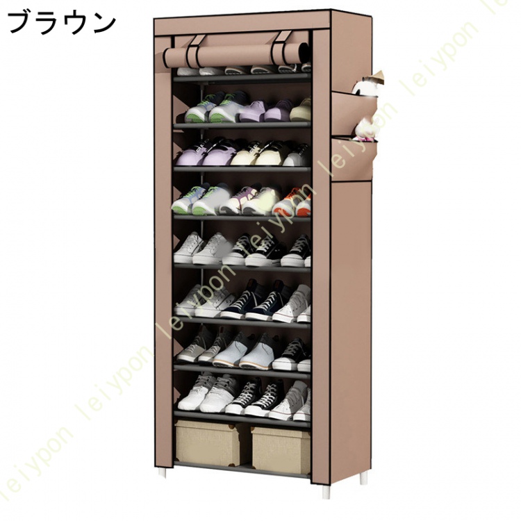 靴棚ラック 10層 シューズラック カバー付き 下駄箱 靴収納 靴棚 玄関収納ラック 不織布カバー付き 組み立て 省スペース 幅60×奥行30×高さ160cmの画像