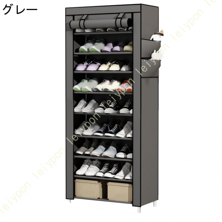 靴棚ラック 10層 シューズラック カバー付き 下駄箱 靴収納 靴棚 玄関収納ラック 不織布カバー付き 組み立て 省スペース 幅60×奥行30×高さ160cmの画像