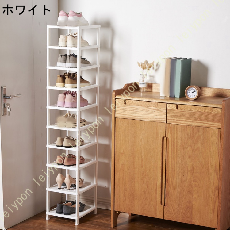 靴収納 シューズラック スリム 10段 約幅33x奥24x高140cm ショートブーツ収納 省スペース ブーツ収納ラック 組み立て簡単 玄関収納 省スペース 下駄箱 スリムの画像