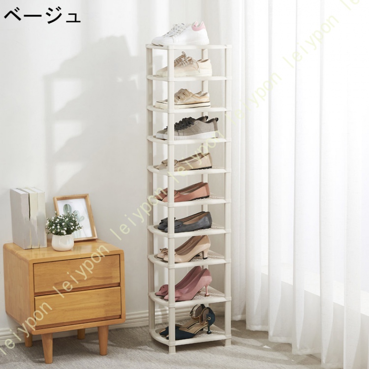 靴収納 シューズラック スリム 10段 約幅33x奥24x高140cm ショートブーツ収納 省スペース ブーツ収納ラック 組み立て簡単 玄関収納 省スペース 下駄箱 スリムの画像