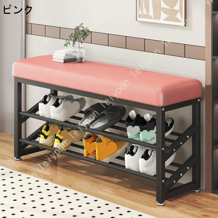 シューズラック 玄関ベンチ 3段 幅57cm×25cm 高さ50cm シューズ収納 シューズラック 玄関収納 靴箱 下駄箱 靴収納 オープンラック おしゃれ スツール 椅子の画像