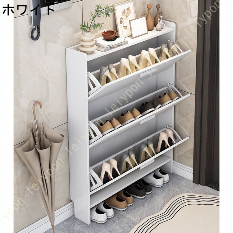 大容量シューズラック 幅50cm 奥行17cm 下駄箱 靴棚 靴 収納 玄関収納 玄関家具 靴ラック シューズラック スリム おしゃれ 木製 省スペース 大容量 靴箱の画像