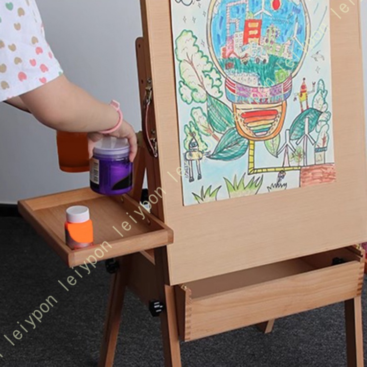 イーゼル 木製イーゼルスタンド 折りたたみ式 子供用絵画 引き出し付き