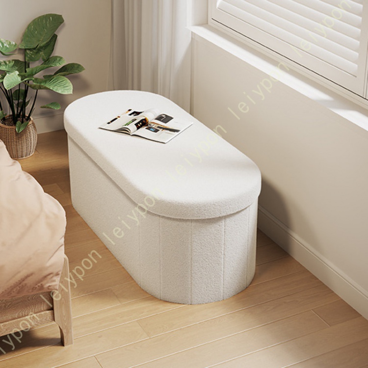 収納スツール 収納ベンチ  42cm×奥行き約37cm×高さ約41cm スツール 高さ40*幅71*奥行38cm 楕円形 一人掛け 収納付き 蓋付き 北欧
