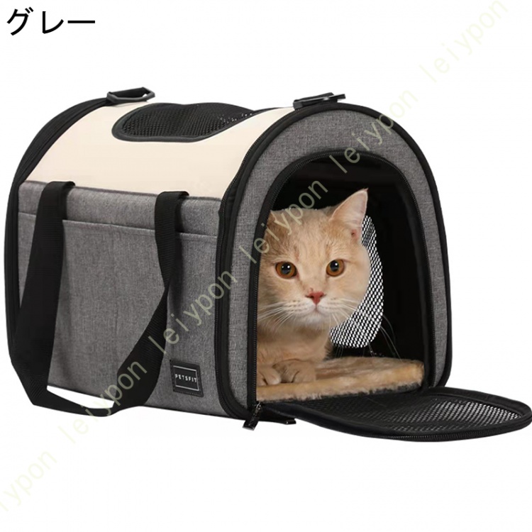 ペットキャリーバッグ 猫 小型犬 キャリーバッグ 通気性 犬キャリー ショルダー 折りたたみ メッシュ 通気性 マット付き 手提げキャリーバッグ 軽量_5