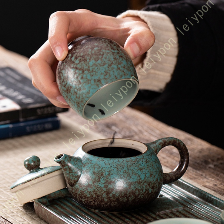 茶器セット 急須1 ミニ湯のみ4 陶器の茶こし付き はさみ焼 茶器