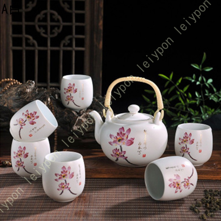 陶器製茶器セット 花柄 6点