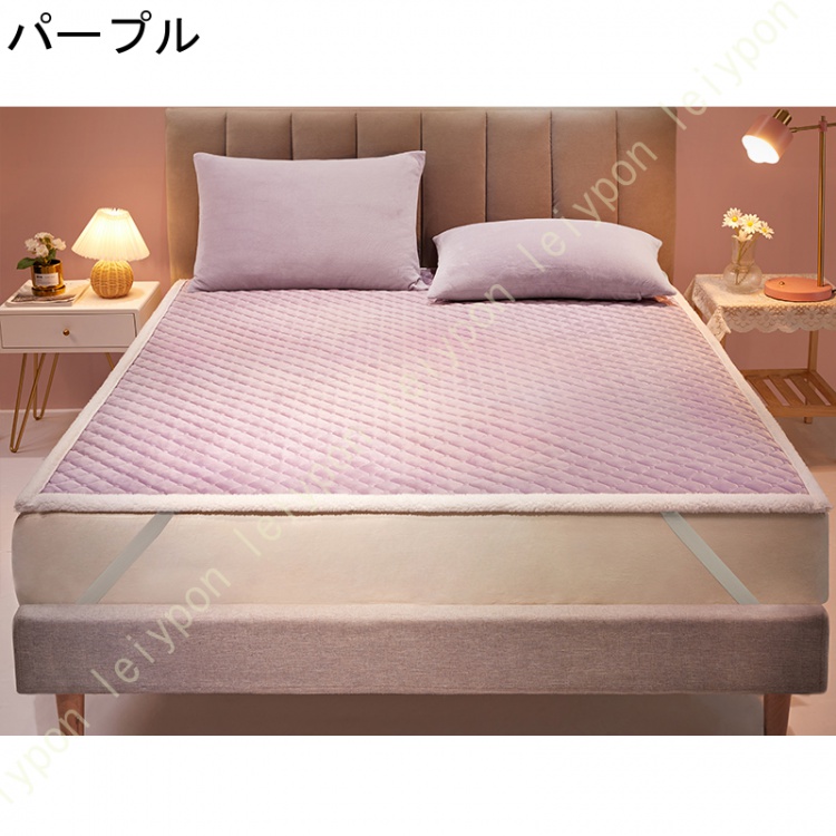 ベッドパッド・敷きパッド シングル おしゃれ セミダブル ダブル エアコン対策 防カビ 冬用寝具 防ダニ 抗菌防臭加工 ズレ防止ゴムバンド付き_1