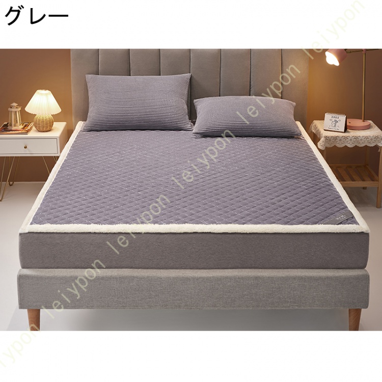 ベッドパッド・敷きパッド シングル おしゃれ セミダブル ダブル エアコン対策 防カビ 冬用寝具 防ダニ 抗菌防臭加工 ズレ防止ゴムバンド付き_4