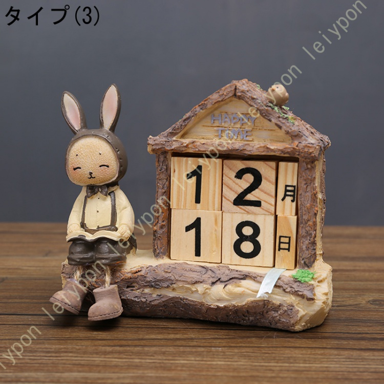 木製 万年カレンダー ブロック DIY 再利用可能 手作り木製彫刻 癒し