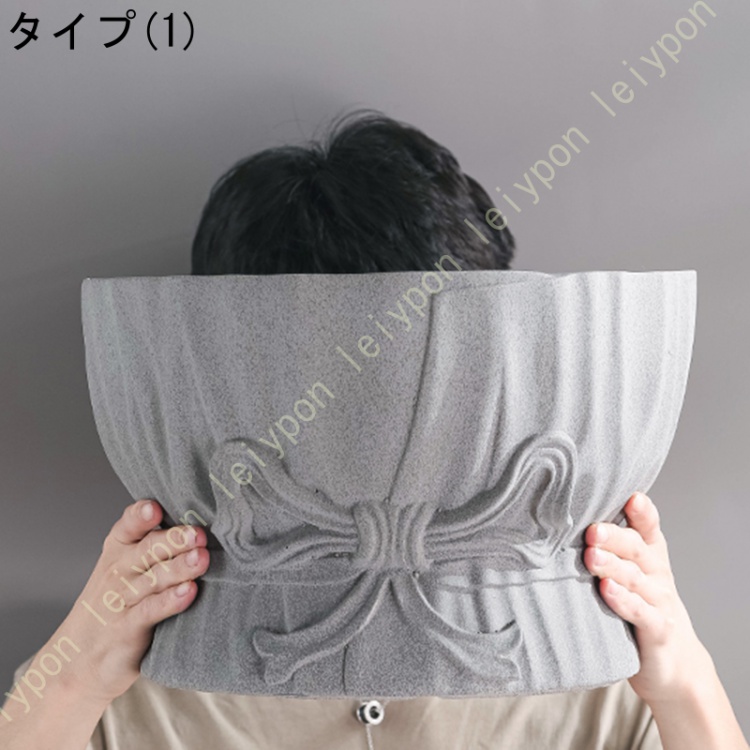 北欧 おしゃれ 植木鉢 セメント製 大口径 円形 ins風 リボン 大型 多肉ポット 水抜き穴付き シンプル モダン 室内 客間の盆栽 ヨーロッパ調 スタイル 玄関_1
