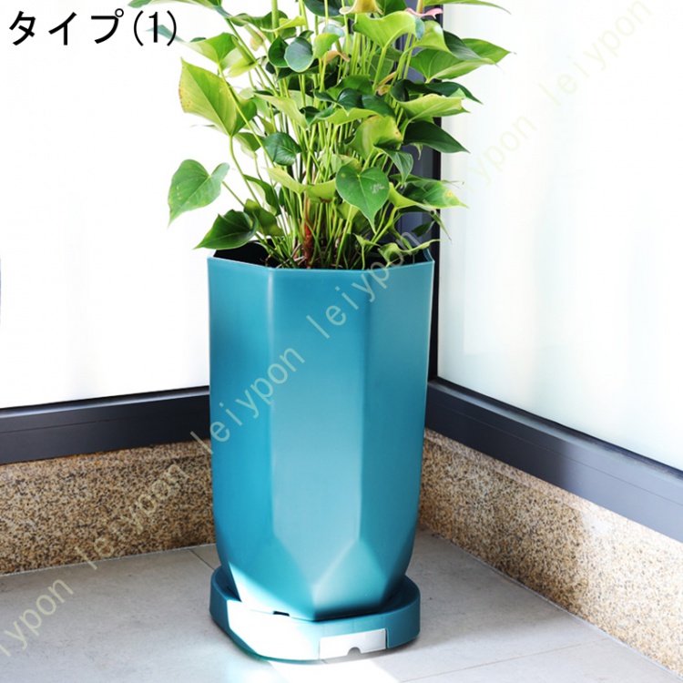 プランター 植木鉢 樹脂製 シンプル 北欧 ガーデンポット 排水穴付き モダン 通気性 移動受皿付き 丸形 大口径 園芸 大型 ワークショップ バルコニー_1