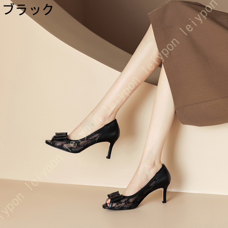 パンプス ハイヒール オープントゥ オフィス 通勤 通学 レース ヒール 美脚 ビジネス 歩きやすい 疲れにくい レディース パンプス フォーマル リクルート 通勤_1