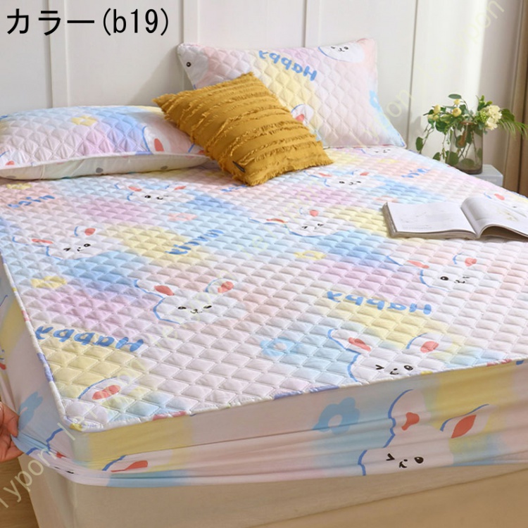 パッド一体型ボックスシーツ 防水シーツ 100%綿 セミダブル 敷きパッド 丸洗いok ベッドパッド 防臭 防ダニ加工 オールシーズンタイプ ボックスシーツ 一体型の画像