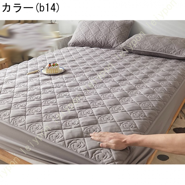 パッド一体型ボックスシーツ シングル 敷きパッド ベッドパッド 単品売り セミダブル ダブル ボックスシーツ 丸洗いOK オールシーズン 布団カバー ズレないの画像