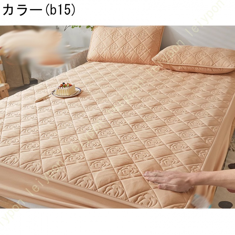 パッド一体型ボックスシーツ シングル 敷きパッド ベッドパッド 単品売り セミダブル ダブル ボックスシーツ 丸洗いOK オールシーズン 布団カバー ズレないの画像