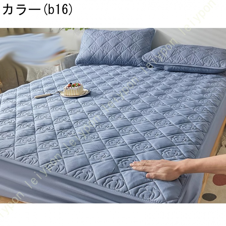 パッド一体型ボックスシーツ シングル 敷きパッド ベッドパッド 単品売り セミダブル ダブル ボックスシーツ 丸洗いOK オールシーズン 布団カバー ズレないの画像