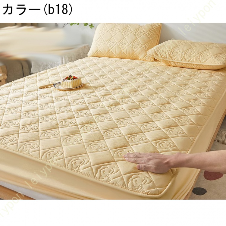パッド一体型ボックスシーツ シングル 敷きパッド ベッドパッド 単品売り セミダブル ダブル ボックスシーツ 丸洗いOK オールシーズン 布団カバー ズレないの画像