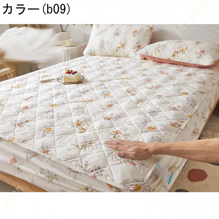 パッド一体型ボックスシーツ シングル 敷きパッド ベッドパッド 単品売り セミダブル ダブル ボックスシーツ 丸洗いOK オールシーズン 布団カバー ズレないの画像