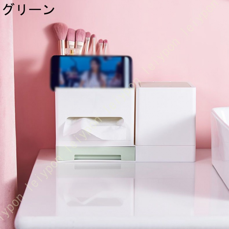 ペーパータオルディスペンサー ペン立て 卓上 ケース 机 収納 多機能収納 ビンテージ ホワイト ティッシュケース シンプル 片付け つめかえ用 |  | 02