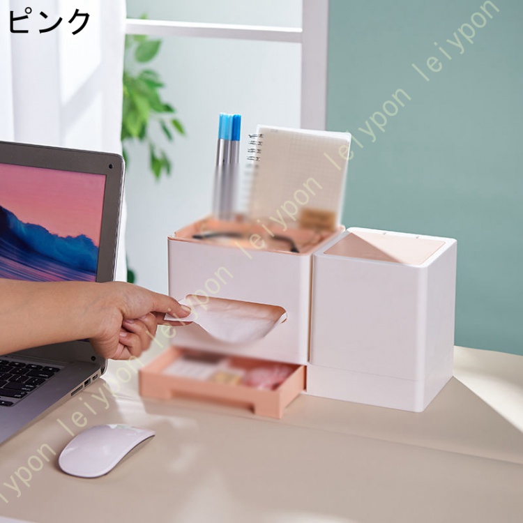 ペーパータオルディスペンサー ペン立て 卓上 ケース 机 収納 多機能収納 ビンテージ ホワイト ティッシュケース シンプル 片付け つめかえ用 |  | 03