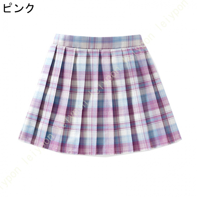 プリーツスカート キッズ 女の子 ミニスカート フレアスカート チェック柄 チェック柄 スクールスカート 制服 ガールズ 小学生 ショート丈 ふんわり aライン｜leiypon｜03