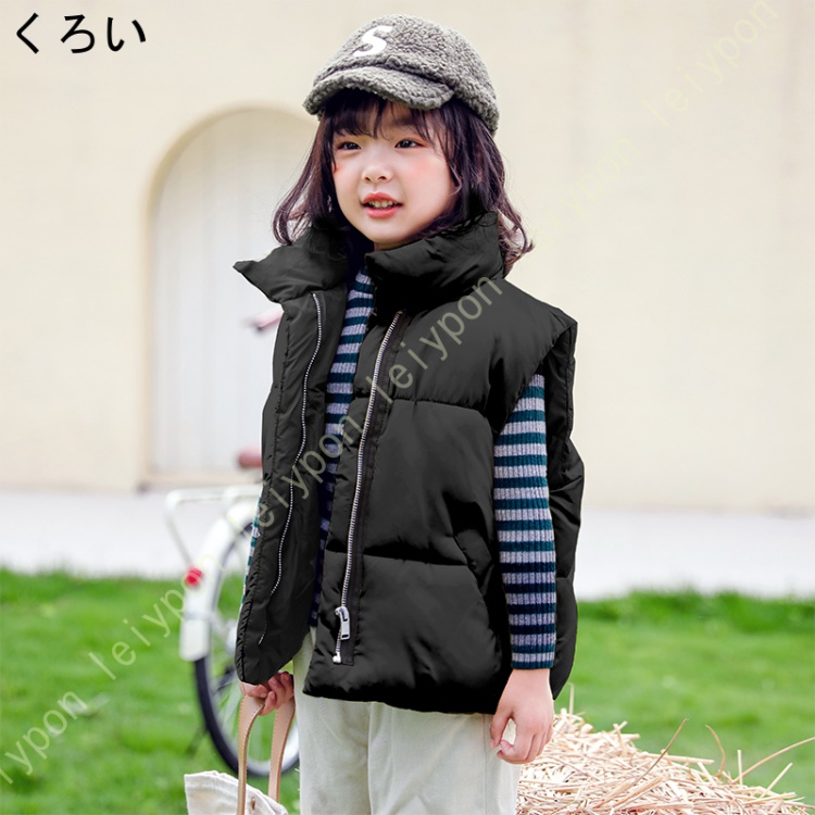 ガールズ ダウンベスト 袖なし ベスト 男の子 中綿 綿入れ 洋服 厚手 チョッキ ヒョウ柄 レオパード アウター キッズ ノースリーブ リバーシブル 女の子 |  | 01