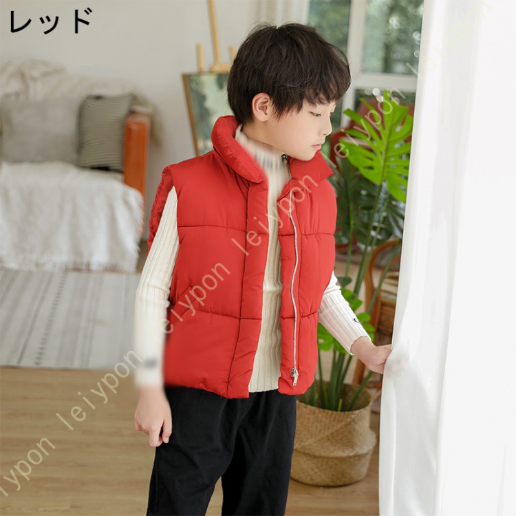 ガールズ ダウンベスト 袖なし ベスト 男の子 中綿 綿入れ 洋服 厚手 チョッキ ヒョウ柄 レオパード アウター キッズ ノースリーブ リバーシブル 女の子 |  | 02
