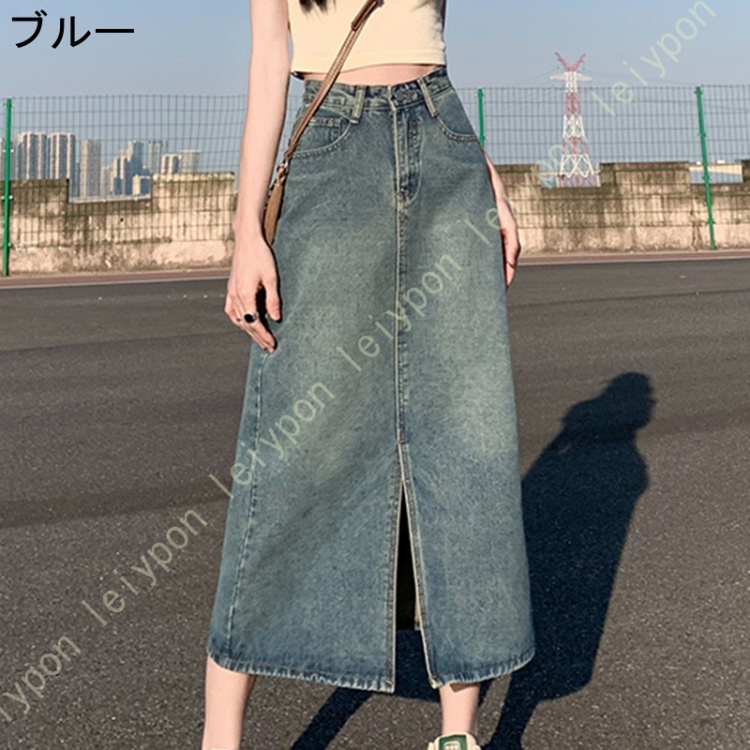 デニムスカート ロング レディース Aライン ミモレ丈 ロングスカート パンツ ハイウエスト 体型カバー 大きいサイズ アウトドア 春 冬 タウン用 シンプル |  | 05