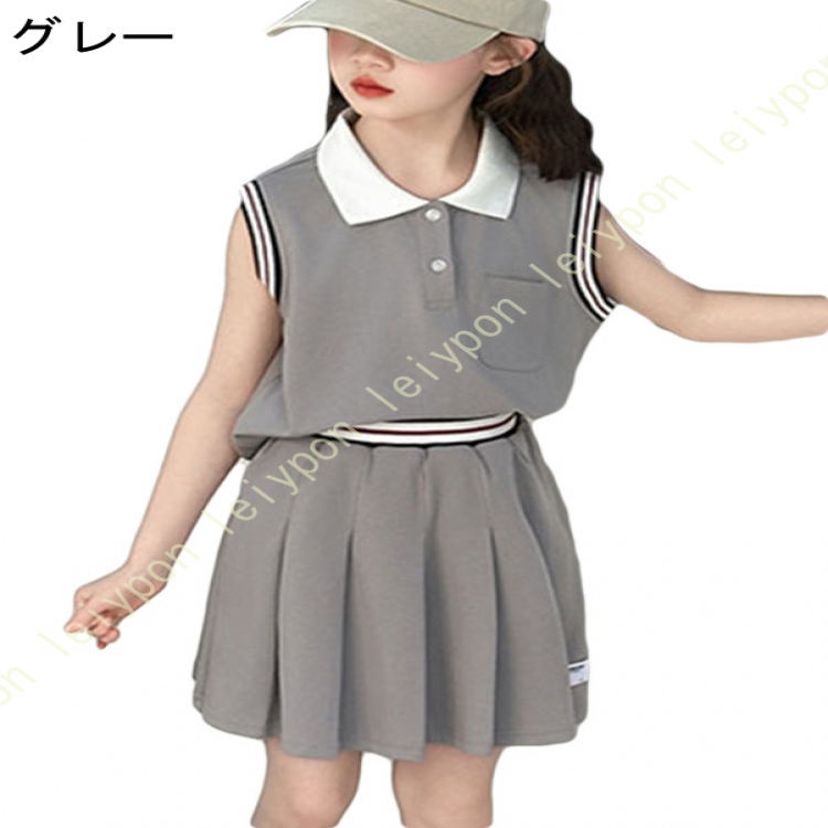 スポーツウェア キッズ 吸汗速乾 子供服 セットアップ 夏 スカートセット 女の子 おしゃれ ガールズ ノースリーブｔシャツ スカート 2点セット ジュニア |  | 01