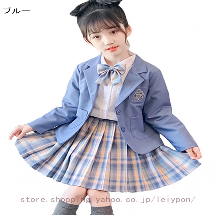 3点セット 卒業式 スーツ 入学式 女の子 チェック柄 セットアップ キッズ フォーマル ジャケット スカート ブラウス 卒園式 子供服 子供スーツ 子ども服_3