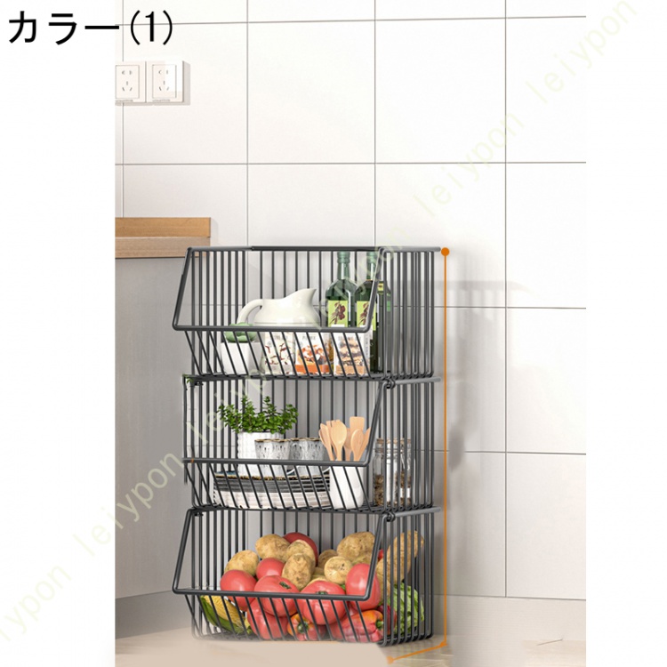 3段スチールラック キャスター付き 耐荷重 収納棚 ラック 組み立て簡単 野菜ワゴン 3段 多機能食品棚 調味料 皿 野菜 服収納 キッチンワゴン 収納カット |  | 01